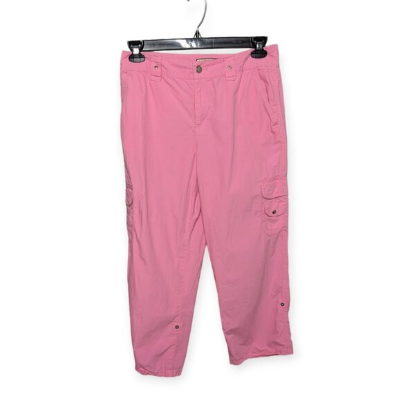 Caribbean Joe Pink Cropped Cargo Pants with Adjustable Length Size 8 - Picture 1 of 14